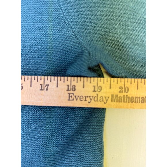 Peruvian Connection Baby Alpaca Silk Open Knit Long Cardigan Teal Green Size L - Picture 7 of 14